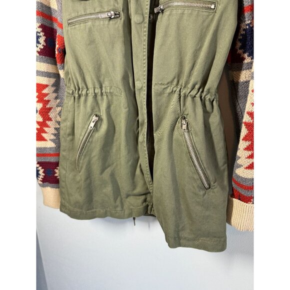 Thread & Supply Women Hooded Jacket Small Aztec Southwest Utility Olive Green - Picture 4 of 13